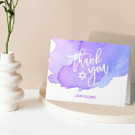 Modern Watercolor Bat Bar Mitzvah Thank you #LC<br><div class="desc">--- #LC collection ---
Say thank you to your guests with these beautiful watercolor Bat or Bar Mitzvah cards. White letters with star of David in middle. Black cards,  room to write personal message. Get matching collection  #LC!</div>