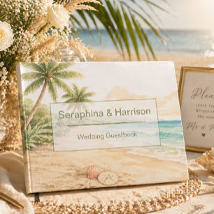 Modern Watercolor Beach Destination Wedding Guest Book