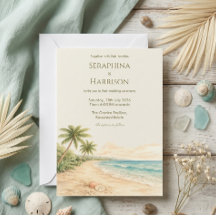 Modern Watercolor Beach Destination Wedding 