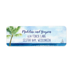 Modern Watercolor Beach Return Address