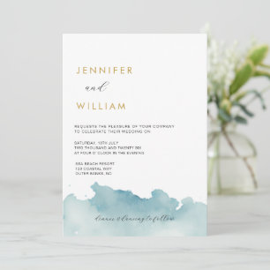 Modern Watercolor Beach  Wedding Invitation