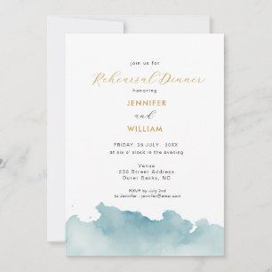 Modern Watercolor Beach wedding rehearsal dinner  Announcement