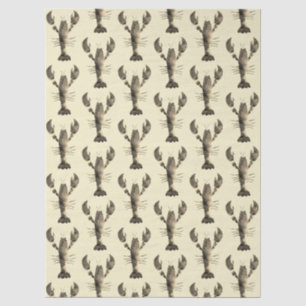Modern Watercolor Beige Cream Lobster Pattern Tissue Paper