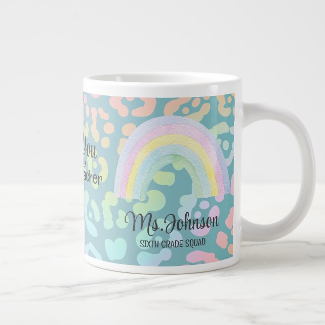 Modern watercolor Best teacher ever Rainbow Mug (Right)