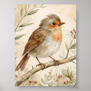 Modern Watercolor Bird Art Poster