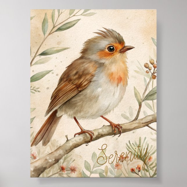 Modern Watercolor Bird Art Poster (Front)