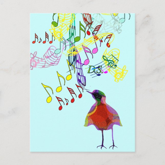 Modern Watercolor Bird Singing Postcard (Front)