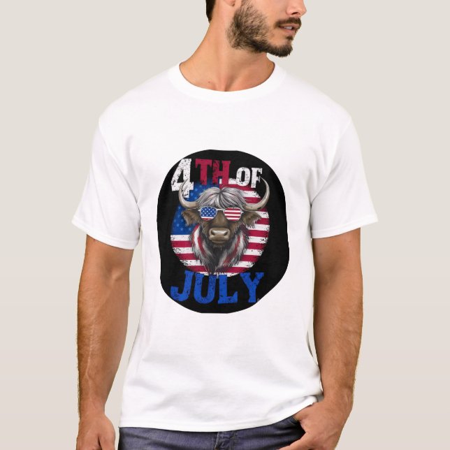 Modern watercolor bison 4th July independence day T-Shirt (Front)