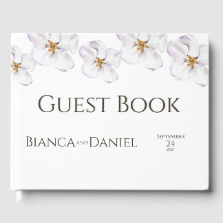 modern watercolor blossom guest book
