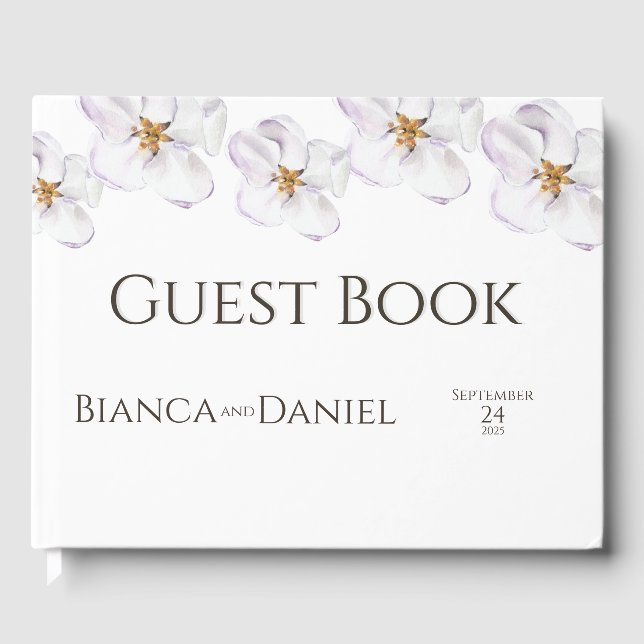 modern watercolor blossom guest book (Front)