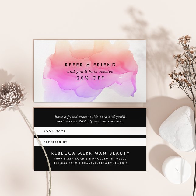 Modern Watercolor Blot | Refer a Friend Referral Card (Creator Uploaded)