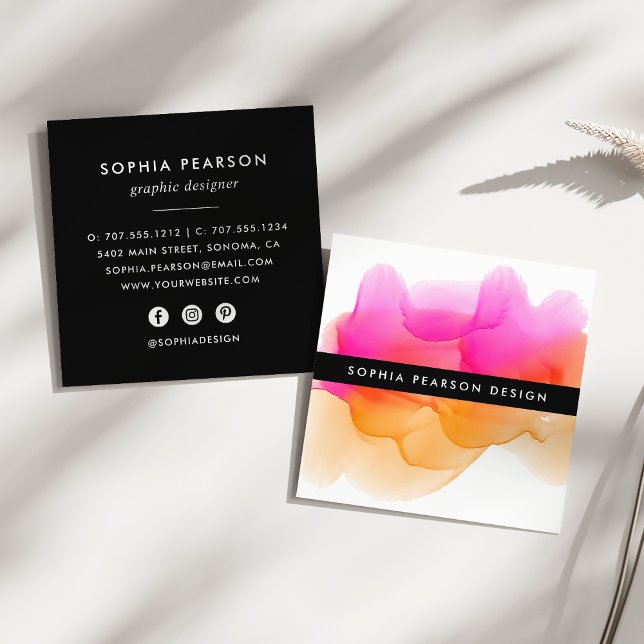 Modern Watercolor Blot | Social Media Square Business Card (Creator Uploaded)