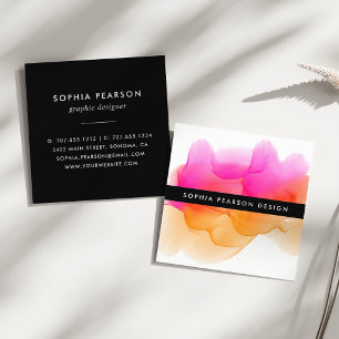 Modern Watercolor Blot Square Business Card