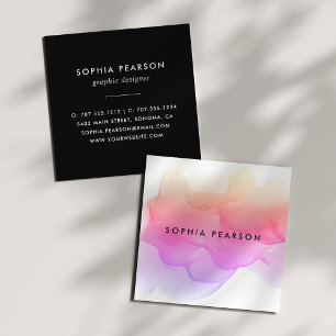 Modern Watercolor Blot Square Business Card