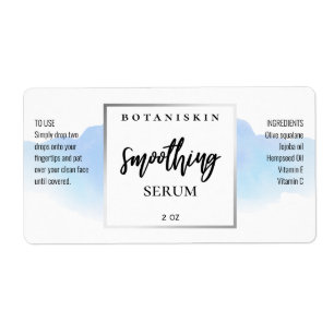 Modern Watercolor Blue And White Serum Labels