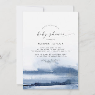 Modern Watercolor   Blue Baby Shower Invitation