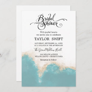 Modern Watercolor Blue Bridal Shower Invitation