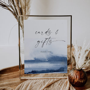 Modern Watercolor Blue Cards and Gifts Sign