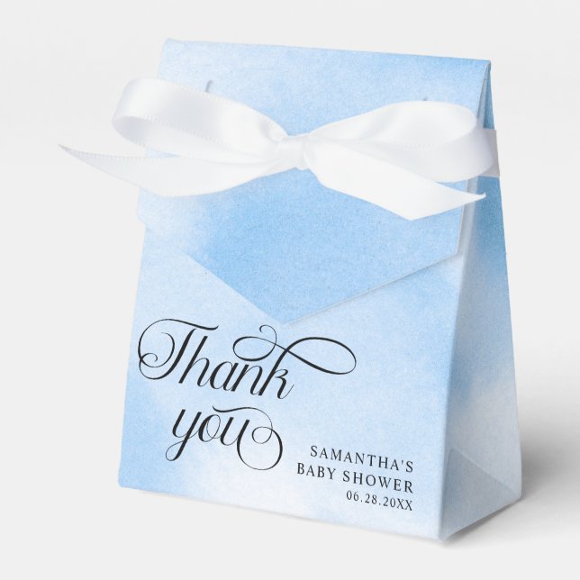 Modern Watercolor Blue Cloud Nine Baby Shower Favour Box (Front Side)