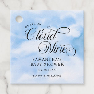 Modern Watercolor Blue Cloud Nine Baby Shower Favour Tags