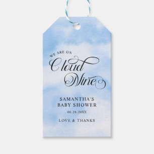 Modern Watercolor Blue Cloud Nine Baby Shower Gift Tags