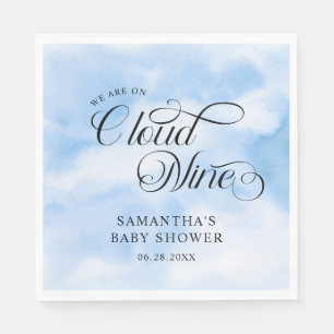 Modern Watercolor Blue Cloud Nine Baby Shower Napkin