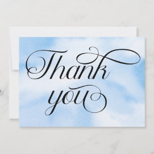 Modern Watercolor Blue Cloud Nine Baby Shower Thank You Card