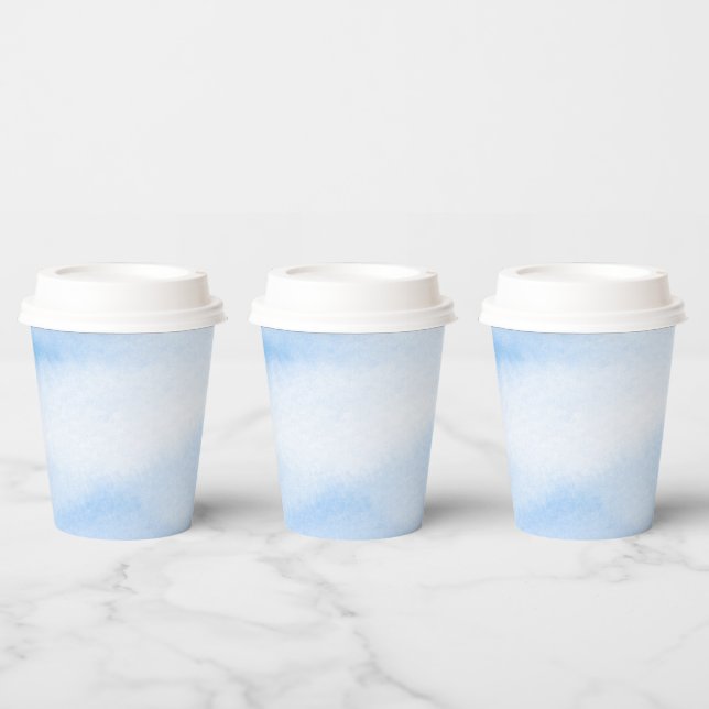 Modern Watercolor Blue Clouds Paper Cups (Multi)