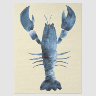Modern Watercolor Blue Cream Lobster Pattern Tissue Paper