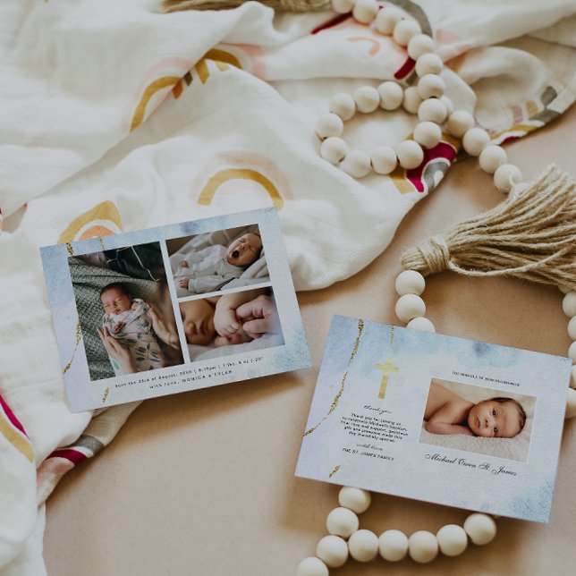 Modern Watercolor | Blue & Gold Baptism (Creator Uploaded)