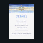 Modern Watercolor Blue Gold Star BAR MITZVAH RSVP  Enclosure Card<br><div class="desc">Beautiful religious Jewish Bar Mitzvah RSVP invitation cards. Modern yet elegant watercolor design in brush stroke blue colours, light to navy blue. Gold Star of David in middle with faux gold foil brush stroke. Modern script letters. 'Is called to the TORAH as a Bar Mitzvah'. Prefect for 13 year old...</div>