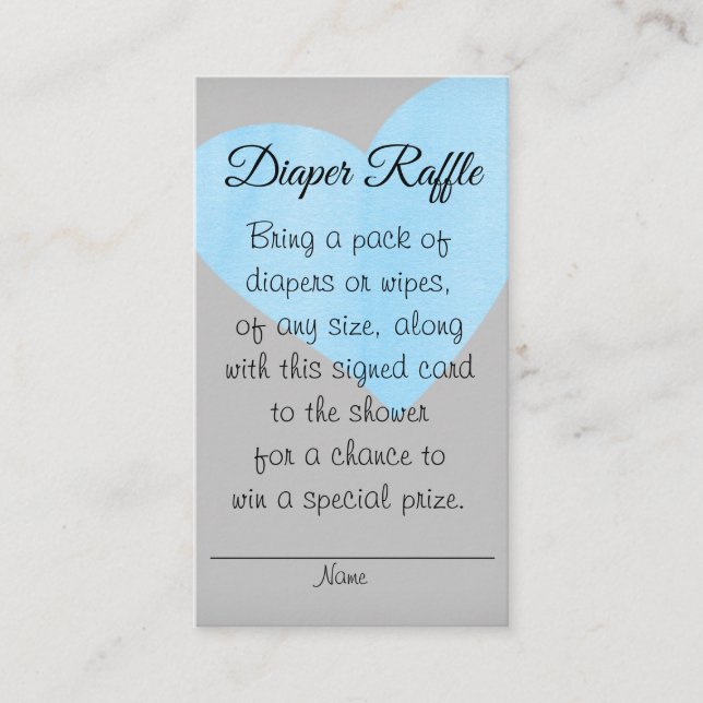Modern Watercolor Blue Heart Boy Baby Shower Enclosure Card (Front)