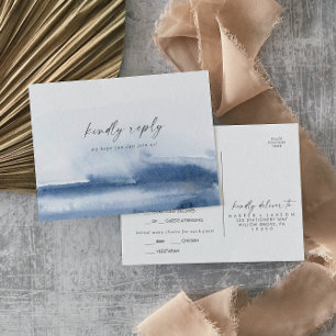 Modern Watercolor Blue Menu Choice RSVP Postcard