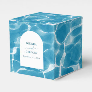 Modern Watercolor Blue Ocean Beach Wedding Favour Box
