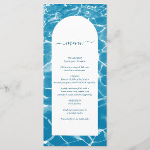 Modern Watercolor Blue Ocean Beach Wedding Menu