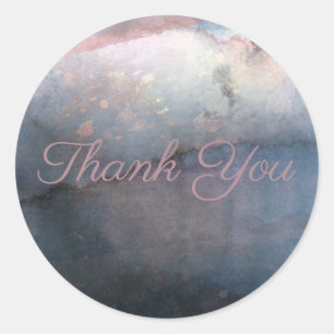 Modern Watercolor Blue & Rose Gold Pink Favour Classic Round Sticker