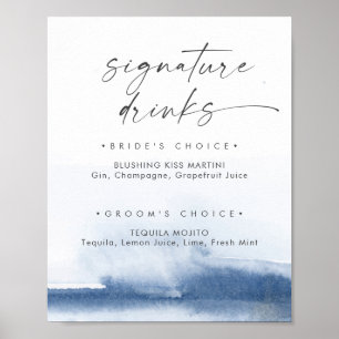 Modern Watercolor   Blue Signature Drinks Sign
