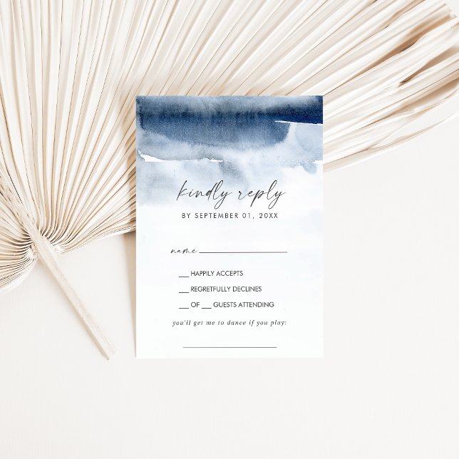 Modern Watercolor | Blue Song Request RSVP Card (Creator Uploaded)