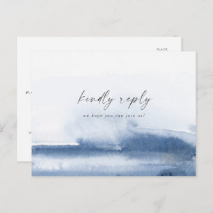 Modern Watercolor Blue Song Request RSVP Postcard