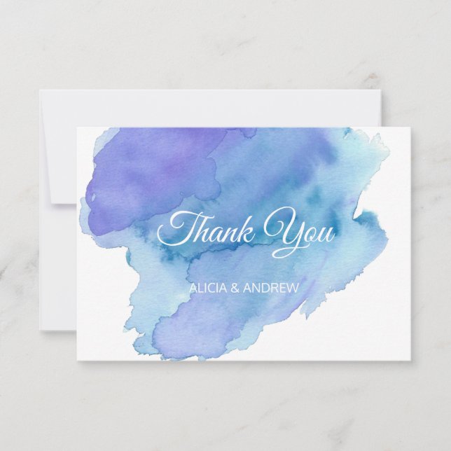Modern Watercolor Blue Teal Turquoise THANK YOU (Front)
