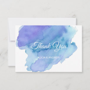 Modern Watercolor Blue Teal Turquoise THANK YOU Card