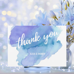 Modern Watercolor Blue Teal Turquoise THANK YOU Card
