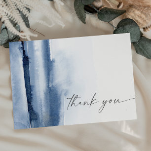 Modern Watercolor Blue Thank You Card