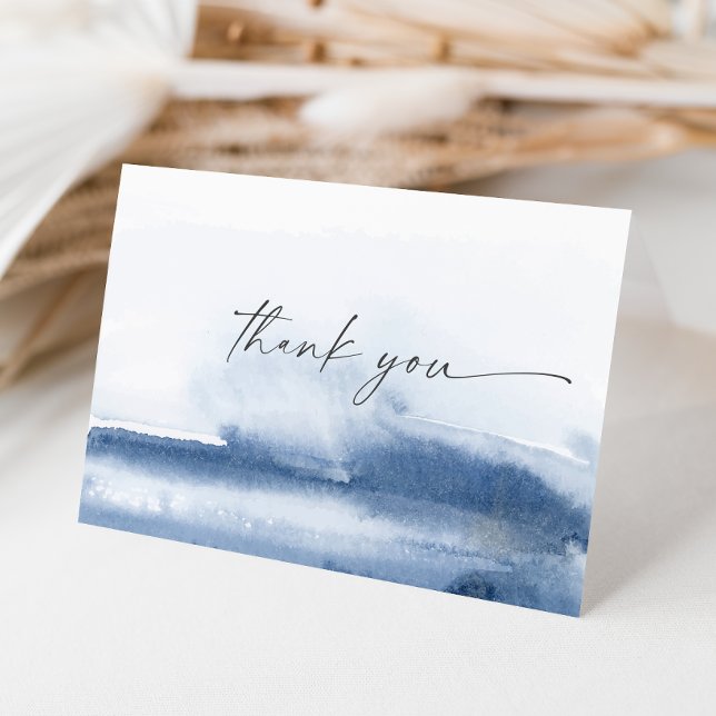 Modern Watercolor | Blue Thank You Card (Creator Uploaded)