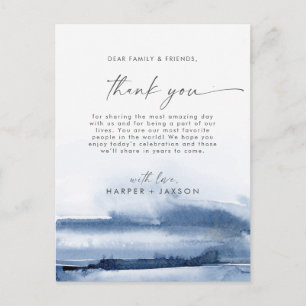 Modern Watercolor Blue Thank You Reception Card