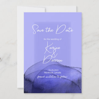 Modern watercolor blue-violet purple Save the Date