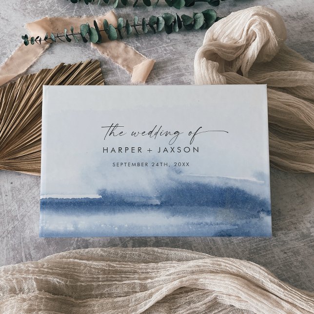 Modern Watercolor | Blue Wedding Guest Book (Creator Uploaded)