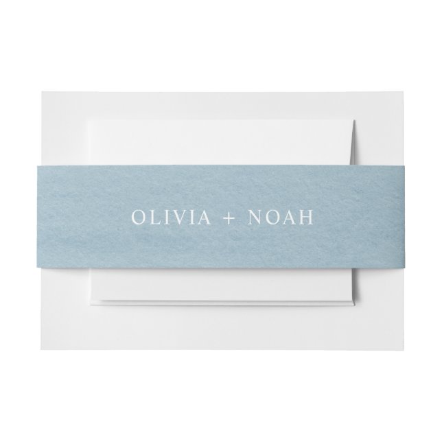 Modern Watercolor Blue Wedding Invitation Belly Band (Front Example)