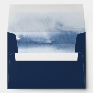 Modern Watercolor   Blue Wedding Invitation Envelope