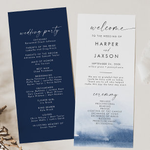 Modern Watercolor   Blue Wedding Program Programme